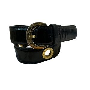 Vintage PALOMA PICASSO Black Patent Leather Women's Belt 28 Small